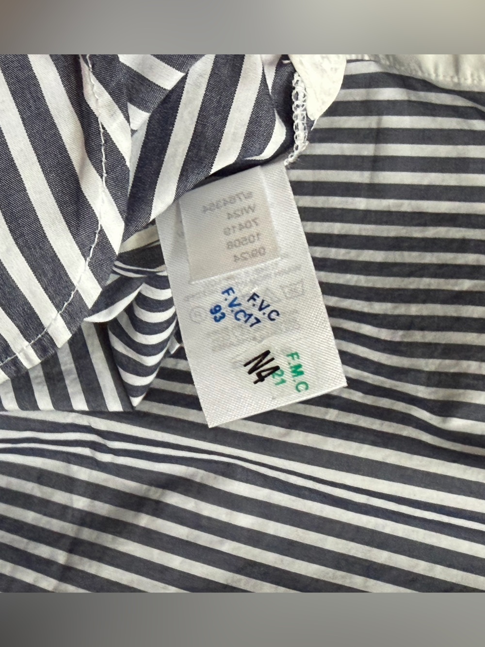 Ann Taylor‎ LOFT Striped Colorblock Poplin Bishop Sleeve Blouse Preppy Coastal L - Picture 13 of 14